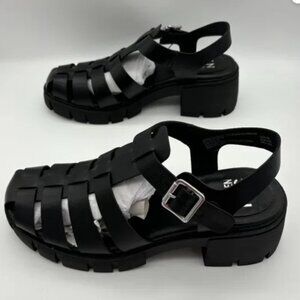 Madden NYC Black Women's Fisherman Block Heel Sandals Size 8 1/2 NEW